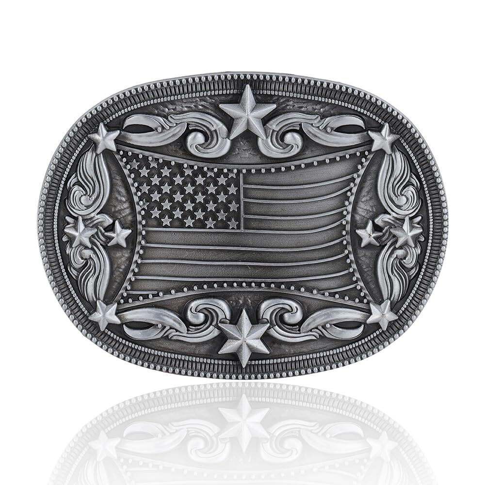 6701 Cowboy Belt Buckle Western Buckle Groomsman Rodeo American Flag Belt